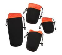 BESPORTBLE 4 Pièces Housse pour Objectif Photo avec Cordon Sacoche de Rangement pour Objectif Reflex Pochette de Protection pour Appareil Photo