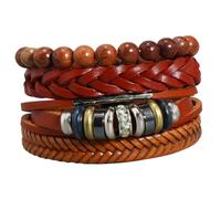 BESPORTBLE 4 pièces Lot de Bracelets Cuir Tressé Réglables Kit DIY Perles Vintage pour Femmes Accessoires Mode Polyvalents