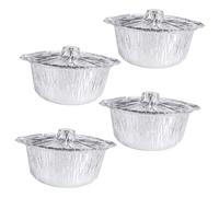 BESPORTBLE 4 pièces Lot de Casseroles Jetables Papier avec Couvercle Poêle Portable pour Barbecue Extérieur Plaque de Cuisson Résistante et Pratique
