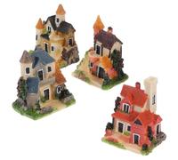 BESPORTBLE 4 Pièces Maison Miniature en Résine, Ornement Décoratif | Décor de Maison Miniature, Petite , Usage Micro Paysage, Pièce Délicate et Solide