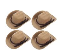 BESPORTBLE 4 Pièces Mini Cowboy Hats for Dolls Lightweight Miniature Western Cowgirl Caps for Dollhouse Party Decorations and Craft Accessories
