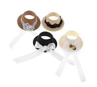 BESPORTBLE 4 Pièces Mini Doll Hats with Bow Lightweight Fabric Top Hats for Crafts Creative Play Role-Playing Holiday Decorations