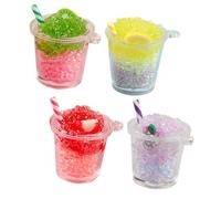 BESPORTBLE 4 pièces Miniature Boissons Modèles Lumineux Verres à Jus Simulés pour Maison de Poupée Décoration Colorée