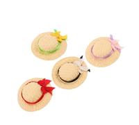 BESPORTBLE 4 Pièces Miniature Hand Woven Straw Hats for Dolls Small Woven Caps for DIY Crafts Dollhouse Decoration and Photography Props Set