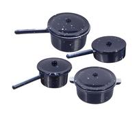 BESPORTBLE 4 pièces Miniature Pots Set Realistic Alloy Kitchenware for Dollhouse Decor Miniature House Furniture Accessories Lightweight and for Mini Home Scenes