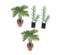 BESPORTBLE 4 Pièces Miniature Potted Plants Artificial Bamboo Monstera Leaf Bonsai Realistic Tiny Greenery for Dollhouse Living Bedroom Decoration