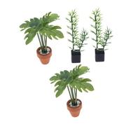 BESPORTBLE 4 Pièces Miniature Potted Plants for Dollhouse Mini Bonsai Bamboo Monstera Leaf Artificial Greenery Decor for Living Bedroom DIY Craft Small Spaces