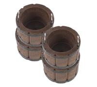 BESPORTBLE 4 Pièces Miniature Wood Buckets with Metal Handles Mini Wooden Barrels for Dollhouse Kitchen Decor Micro Landscape and Farm Scene Accessories DIY Pretend Play Ornaments