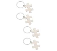 BESPORTBLE 4 Pièces Porte Clés Puzzle Acier Inoxydable pour Couples Saint Valentin Résistantes Accessoires pour Clés Voiture et Sac