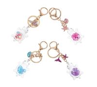 BESPORTBLE 4 Pièces Porte-clés Tortue Lumineux avec Sequins Charme Tortue Miniature pour Sac à Main Accessoire et Décoratif pour Voyage Plage et Usage Quotidien