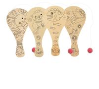 BESPORTBLE 4 pièces Raquettes Bois à Peindre de Peinture DIY pour Garçon Fille Paddle Inachevé pour Activités Manuelles pour Filles et Garçons Kit Créatif Parent-garçon Fille