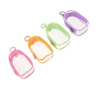 BESPORTBLE 4 Pièces Sac de Rangement Transparent PVC avec Porte Clés Pochette Daffichage Antipoussière et Étanche pour Figurines Miniatures Poupées Maquillage et Accessoires