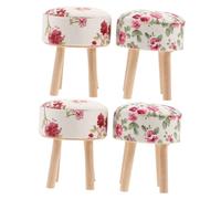BESPORTBLE 4 Pièces Scale Realistic Round Fabric Upholstered Seats for Kitchen and Living Doll Furniture