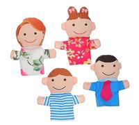 BESPORTBLE 4 pièces Set de Marionnettes Main Famille pour Garçon Fille et Adultes Jouets Éducatifs pour Jeux de Rôle et Contes Design Adorable et Bouche Large Adaptable