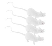BESPORTBLE 4 pièces Souris Blanche Réaliste pour Halloween Décoration de Fête et Farces Modèle Éducatif Scientifique