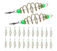 BESPORTBLE 45 Pièces Spring Carp Fishing Feeder Basket with Luminous Beads Olive Shape Metal Bait Cage for Coarse Fishing Efficient Bait Release Accessory for Anglers