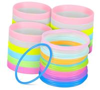 BESPORTBLE 48 pièces Lot de Bracelets Silicone Lumineux Mix Couleurs Large et Rond Phosphorescents pour Soirées Courses Nocturnes et Sécurité