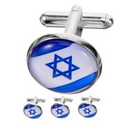 BESPORTBLE 4pièces Boutons De Manchette Avec Drapeau Israël Pour Hommes Accessoire De Mode Pour Chemises Tuxedo