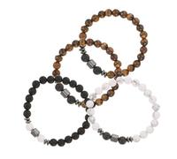 BESPORTBLE 4pièces Bracelets Pierre Naturelle pour Hommes et Femmes de Assorties pour Couples Bijoux de Perles de Lave Élastiques