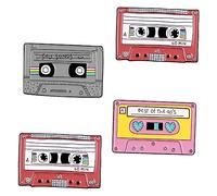 BESPORTBLE 4pièces Broche Vintage Cassette Rétro Épingles Corsage Cartoon Pour Vêtements Badges Pins Décoratifs Pour Femmes Cadeau Noël Halloween