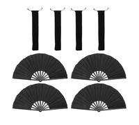 BESPORTBLE 4pièces Éventails Pliants Noirs Lot de Style Chinois pour Danse Taichi Kung Fu et Spectacles de Festival
