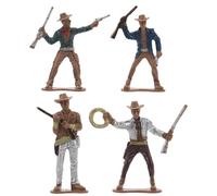 BESPORTBLE 4Pièces Figurine Miniature de Cowboy Occidental Modèle Unique pour Décoration de Table et de Fête Collection de Figurines de Cowboy pour Événements à Thème Western