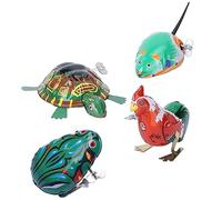 BESPORTBLE 4Pièces Mécaniques pour Garçon Fille Animaux Rétro à Remonter Couleurs et Styles Aléatoires Nostalgie pour Éveiller Les Souvenirs et Amuser