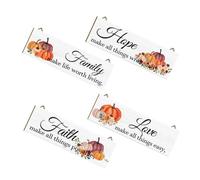 BESPORTBLE 4pièces Plaque Bois Décorative à Suspendre Lot De Panneaux Muraux Pour Décoration Intérieure Et Extérieure Motif Anglais Élégant Pour Entrée Salon Et Cuisine