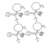 BESPORTBLE 4pièces Porte-clés Pilote et Avion de Voyage de Remise de Diplôme Fait Main Décor pour Sac à Dos Cadeau pour Femme et Homme Passionné de Voyage