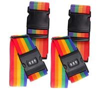 BESPORTBLE 4pièces Sangles De Bagage Arc-Ciel Réglables Ceintures De Valise avec Boucle De Ceinture pour Sac De Voyage Et Valises Facile à Utiliser Ranger