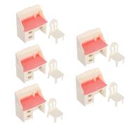 BESPORTBLE 5 Ensembles Mobilier Miniature pour Maison de Poupée Bureau et Chaise Écriture Plastique Accessoires Sûrs pour Garçon Fille Décoration Réaliste et Jeu Imitation