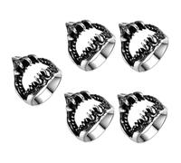 BESPORTBLE 5 Pièces Anneau D'hommes De La Bouche De Requin Hommes Anneaux Anneau De Requin Bijoux De Requin Mode Bagues Pour Hommes Anneaux Punks Bagues Créatives Bijoux Bague Acier Au Titane