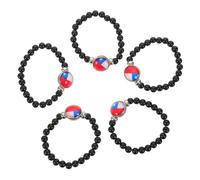 BESPORTBLE 5 Pièces Bracelet Perles Drapeau Chili Bracelet Noir Élégant Unisexe Accessoire Patriotique Léger pour Festival National et Usage Quotidien