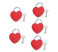 BESPORTBLE 5 pièces Cadenas Petit Cœur avec Clé Serrure Compacte pour Bagages Journal Intime à Main Couple Rouge Large