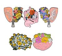 BESPORTBLE 5 Pièces Émail Broche Cerveau Corps Humain Organe Interne Badge pour Médecin Infirmière Étudiant Sacs à Dos, Fixée les Vêtements, Décorative, Cadeau