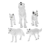 BESPORTBLE 5 pièces Figurines de Loup Arctique Réalistes Décorations de Bureau et Animaux pour Garçon Fille Modèles Animaux pour Jardin et Table Ornements Éducatifs