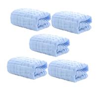 BESPORTBLE 5 pièces Lot de Lingettes Mousseline Coton Doux et Absorbant Serviettes Multifonctions Visage Bave et Mains Lavables et Réutilisables Essentielles Bleu