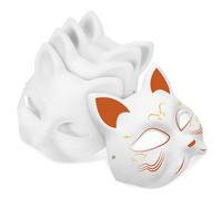 BESPORTBLE 5 Pièces Lot de Masques Chat Vierges à Peindre Papier pour DIY Fêtes Costumées Halloween et Mascarades avec Bande Élastique