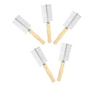 BESPORTBLE 5 Pièces Peigne Toilettage Animaux Double Face Inox Poignée Bois Démêlant pour Chien Chat Élimine Poils Morts et Nœuds Léger Portable pour Soins Quotidiens