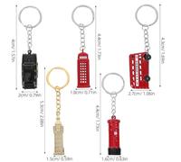 BESPORTBLE 5 pièces Porte-clés Souvenir Londres de Bus Cabine Téléphonique Boîte Aux Lettres Big Ben Doré Taxi Rouge Accessoire Léger et Multifonction pour Clés et Sacs
