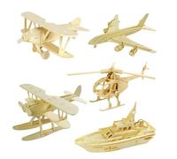 BESPORTBLE 5 pièces Puzzle Bois pour Garçon Fille Maquette Avion Chasse et Bateau Développement Manuel Kit DIY Éducatif Sûr et Créatif Set