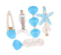 BESPORTBLE 5 Pièces Set de Barrettes Coquillage et Étoile de Mer Accessoires de Plage Stylés pour Cheveux Pinces Canard Antidérapantes pour Femmes Tenues Fêtes Bord de Mer