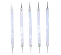 BESPORTBLE 5 Pièces Stylos pour Manucure Dotting Tool Bleu en Acier Inoxydable et Plastique, Finition Scintillante, Facile à Nettoyer, pour Nail Art et DIY