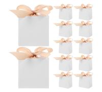 BESPORTBLE 50 Mini Boîtes à Bonbons Blanches Petites Boîtes à Dragées Mariage avec Ruban Doré 50 Pcs pour Fête Anniversaire et Réception Élégante et Portable