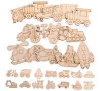 BESPORTBLE 50 Pièces Formes Bois à Décorer Véhicules Mixte Supports DIY Peinture Ébauches pour