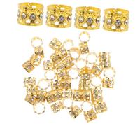 BESPORTBLE 50pièces Anneaux et Manchettes Métal pour Cheveux avec Perles Dorées Accessoires pour Tresses et Dreadlocks