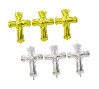 BESPORTBLE 6 pièces Ballons Croix pour Baptême Aluminium Film Décoration Fête Naissance Garçon Fille Or et Accessoires pour Shower et Première Communion