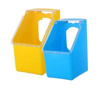 BESPORTBLE 6 Pièces Boîte Alimentaire Suspendue pour Pigeons Plastique et Écologique Mangeoire Pratique pour Cage de Pigeonnier Lot de Bleu et Jaune