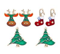 BESPORTBLE 6 Pièces Broche de Noël Renne Chaussette Sapin, Alliage, | Fixation Sûre, Ne Tombe Pas Facilement, Design Épingle de Sécurité, pour Vêtements et Fête de Noël