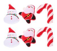 BESPORTBLE 6 Pièces Chat en Peluche Rouge Thème Noël Herbe à Chat, Résistant aux Morsures, Stimule Instinct, Présent pour Chatons Actifs